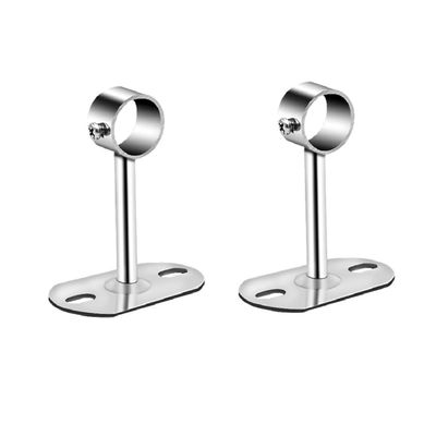 2PCS Curtain Rod Bracket Stainless Steel Ceiling Mount Rod Holder 25mm Diameter 250mm Height Closet Rod End Support Holder Pipe Flange Socket Square Base with Steel Expansion