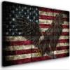 3 Pieces Rustic American Flag Canvas Wall Art Bald Eagle Flags for Room American Flag Decor Wooden American Flag Wall Decor Patriotic Decorations for Home Office Ready to Hang (20''Wx28''Hx3PCS) view 1