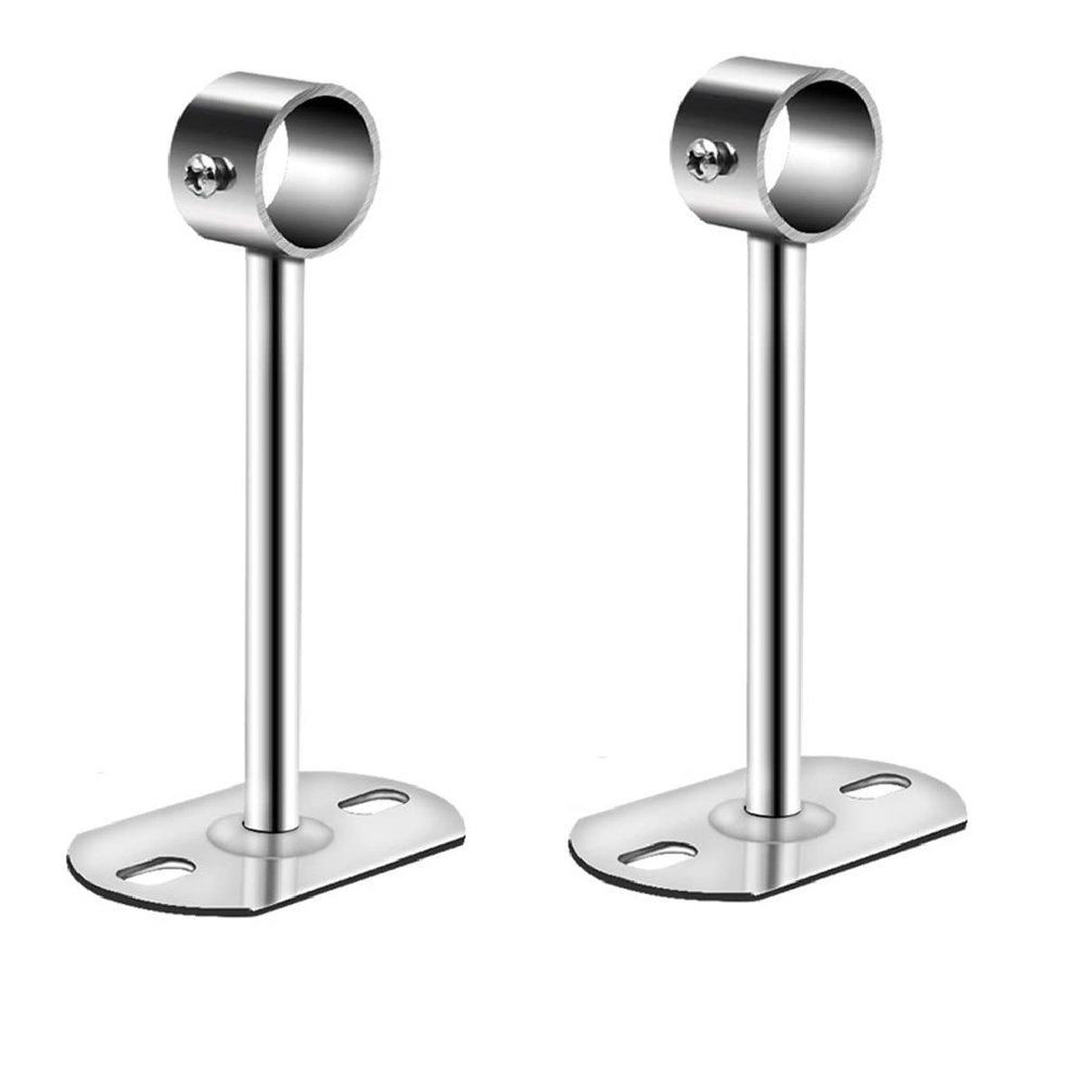 2PCS Curtain Rod Bracket Stainless Steel Ceiling Mount Rod Holder 25mm Diameter 500mm Height Closet Rod End Support Holder Pipe Flange Socket Square Base with Steel Expansion
