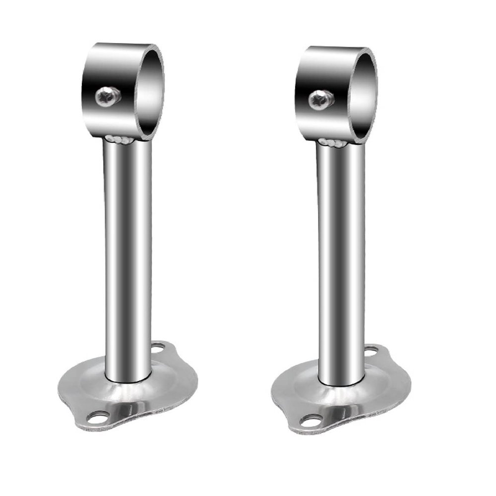 2PCS Curtain Rod Bracket Stainless Steel Ceiling Mount Rod Holder 25mm Diameter 500mm Height Closet Rod End Support Holder Pipe Flange Socket Round Base with Iron Expansion