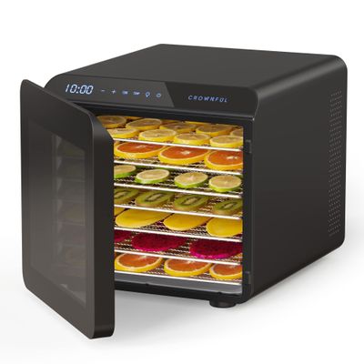 CROWNFUL Food Dehydrator Machine, 7 Stainless Steel Trays, Large Drying Space Dehydrated Dryer, Adjustable Timer and Temperature Control, Dryer for Jerky, Fruit, Meat, Herbs, 30+ Free Online Recipes