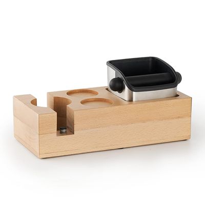 C/M Espresso Tamping Station, Coffee Filter Tamper Holder, Espresso Knock Box, Coffee Grounds Container, Wooden Espresso Tamper Mat, Perfect Coffee Espresso Machine Accessories - 58Mm