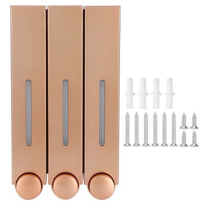 420MLx3 Wall Mounted Soap Dispenser, Shower Gel Shampoo Container, Hand Washing Liquid Dispenser for Bathroom Kitchen(Rose Gold)