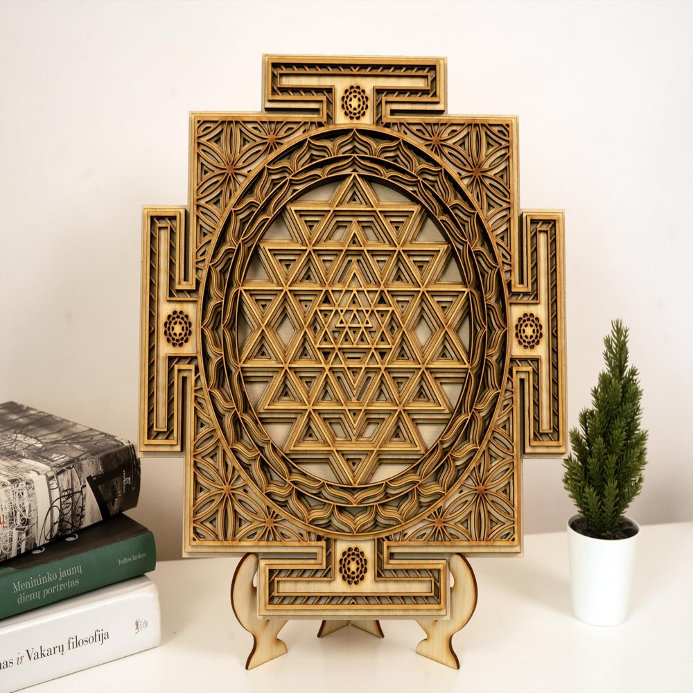 BHDecor Home Wall Decor Multilayered Laser Cut Carved Elegant Wooden Mandala Hanging MDF Panels for Decoration - Rustic Contemporary Artwork 14.1 x 14.1 inch (36cm), Natural Wood