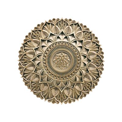 BHDecor Home Wall Decor Multilayered Laser Cut Carved Elegant Wooden Mandala Hanging MDF Panels for Decoration - Rustic Contemporary Artwork 14.1 x 14.1 inch (36cm), Natural Wood
