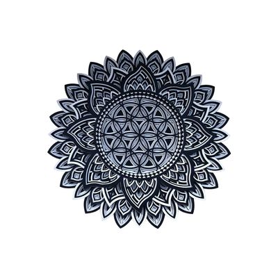 BHDecor Home Wall Decor Multilayered Laser Cut Carved Elegant Wooden Mandala Hanging MDF Panels for Decoration - Rustic Contemporary Artwork 14.1 x 14.1 inch (36cm), Black/White