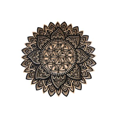 BHDecor Home Wall Decor  Multilayered Laser Cut Carved Elegant Wooden Mandala Hanging MDF Panels for Decoration - Rustic Contemporary Artwork 22.8 x 22.8 inch (58cm), Colored