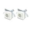 DOITOOL 40 pcs Candy Box Candy Favor Box Wedding Hollowed- Out Snowflake Shape Design with Ribbon for Guest (Snowflake Silver+ White view 4