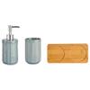 ARTE REGAL Bathroom Accessories Set Ceramic Bamboo Tray, Assorted, Normal view 2