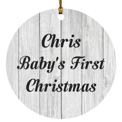 Designsify Christmas Tree Decoration, Chris Baby's First Christmas, Circle Ornament F, Gifts for Birthday Anniversary Valentines Mom Mothers Fathers Day Party, to Men Women Him Her Friend Mom