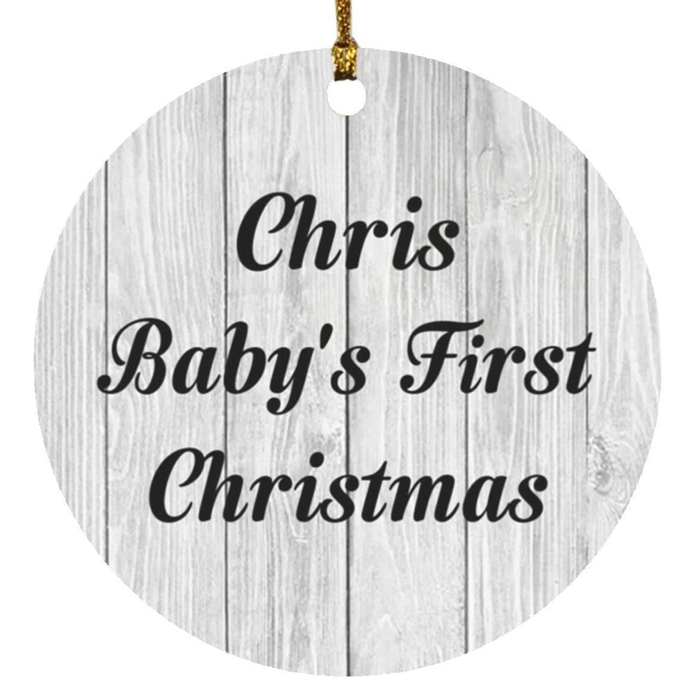 Designsify Christmas Tree Decoration, Chris Baby's First Christmas, Circle Ornament F, Gifts for Birthday Anniversary Valentines Mom Mothers Fathers Day Party, to Men Women Him Her Friend Mom