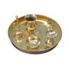 KALARAMBH Brass Pooja Puja Dish/Thali for Temple Mandir Arti Home Table Decor Collectible Handicraft Art - Yellow, 8 x 8 x 1 Inches (L x W x H) view 1