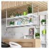 304 Stainless Ceiling Hanging Shelf, Steel Shelf Kitchen Restaurant Bar Living Room Ceiling Hanger Hanging Flower Shelf Decoration,Wrought Iron Bar (Size : 90X35X80CM) view 3
