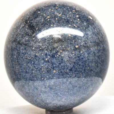 60mm 305g Silverish Blue Dumortierite w/Quartz Inclusions Sphere Polished Natural Sparkling Gemstone Crystal Mineral Ball - Madagascar + Stand
