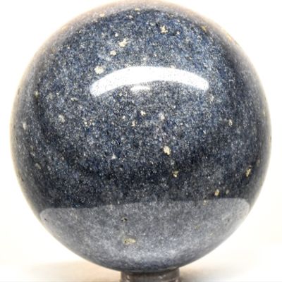2.7" 485g Dark Deep Blue Dumortierite Sphere Polished Natural Sparkling Gemstone Crystal Mineral Ball - Madagascar + Stand