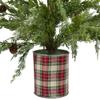 24" Iced Cedar Artificial Christmas Tree in Plaid Pot - Unlit view 2