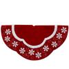 48-Inch Velvet Red and White Snowflake Scallop Christmas Tree Skirt view 1