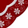 48-Inch Velvet Red and White Snowflake Scallop Christmas Tree Skirt view 2