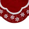 48-Inch Velvet Red and White Snowflake Scallop Christmas Tree Skirt view 3