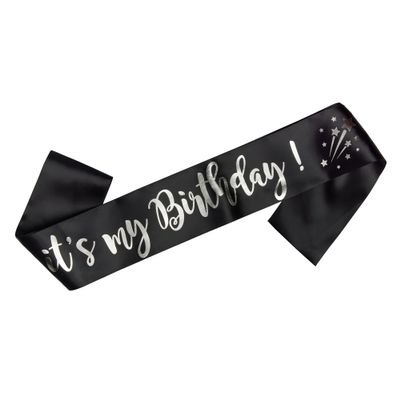 OMISS It's My Birthday - Black and Silver Sash - Be the Most Beautiful for Your Birthday (Black and Silver)