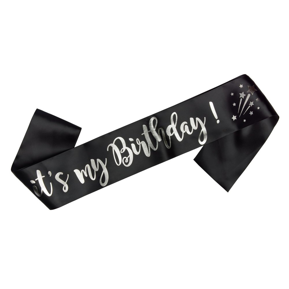 OMISS It's My Birthday - Black and Silver Sash - Be the Most Beautiful for Your Birthday (Black and Silver)