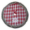 48" Red and White Plaid Christmas Tree Skirt with Snowflake view 1