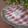 48" Red and White Plaid Christmas Tree Skirt with Snowflake view 2