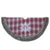 48" Red and White Plaid Christmas Tree Skirt with Snowflake view 3