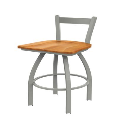 821 Catalina Low Back 25" Swivel Counter Stool with Anodized Nickel Finish and Medium Maple Seat