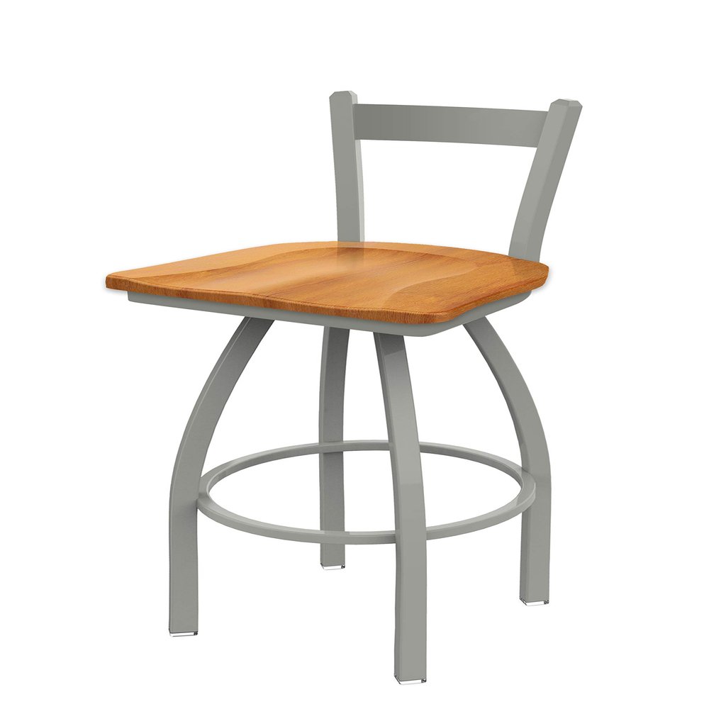 821 Catalina Low Back 25" Swivel Counter Stool with Anodized Nickel Finish and Medium Maple Seat