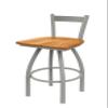 821 Catalina Low Back 25" Swivel Counter Stool with Anodized Nickel Finish and Medium Maple Seat view 1