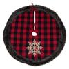 48-Inch Red and Black Christmas Tree Skirt with Burlap Snowflake view 1