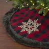48-Inch Red and Black Christmas Tree Skirt with Burlap Snowflake view 2