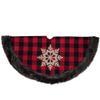 48-Inch Red and Black Christmas Tree Skirt with Burlap Snowflake view 3