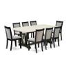 East West Furniture V627MZ650-9 9 Piece Kitchen Table Set Includes a Rectangle Dining Room Table with V-Legs and 8 Dark Gotham Grey Linen Fabric Parsons Chairs, 40x72 Inch, Multi-Color view 1
