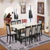 East West Furniture V627MZ650-9 9 Piece Kitchen Table Set Includes a Rectangle Dining Room Table with V-Legs and 8 Dark Gotham Grey Linen Fabric Parsons Chairs, 40x72 Inch, Multi-Color view 2