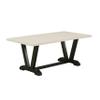 East West Furniture V627MZ650-9 9 Piece Kitchen Table Set Includes a Rectangle Dining Room Table with V-Legs and 8 Dark Gotham Grey Linen Fabric Parsons Chairs, 40x72 Inch, Multi-Color view 3