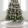 48-Inch Gold Poinsettia Glitter Christmas Tree Skirt with a Velvet Border view 4