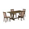 East West Furniture V777MZ716-5 5 Piece Dining Room Furniture Set Includes a Rectangle Dining Table with V-Legs and 4 Dark Khaki Linen Fabric Parsons Chairs, 40x72 Inch, Multi-Color view 1