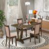East West Furniture V777MZ716-5 5 Piece Dining Room Furniture Set Includes a Rectangle Dining Table with V-Legs and 4 Dark Khaki Linen Fabric Parsons Chairs, 40x72 Inch, Multi-Color view 2