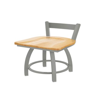 HBS 821 Catalina Low Back 18" Swivel Vanity Stool with Anodized Nickel Finish and Natural Oak Seat