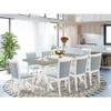 East West Furniture X097MZ015-9 9 Piece Dining Room Furniture Set Includes a Rectangle Dining Table with X-Legs and 8 Baby Blue Linen Fabric Parsons Chairs, 40x72 Inch, Multi-Color view 2