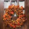 24-Inch Autumn Harvest Maple Leaf with Berries Artificial Wreath; Unlit view 2