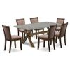 East West Furniture X797MZ748-7 7 Piece Dining Room Furniture Set Consist of a Rectangle Dining Table with X-Legs and 6 Coffee Linen Fabric Upholstered Chairs, 40x72 Inch, Multi-Color view 1