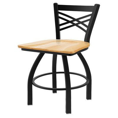820 Catalina 30" Swivel Bar Stool with Black Wrinkle Finish and Natural Oak Seat