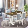 East West Furniture V077MZ015-7 7 Piece Dinette Set Consist of a Rectangle Dining Room Table with V-Legs and 6 Baby Blue Linen Fabric Parson Dining Chairs, 40x72 Inch, Multi-Color view 2