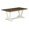 East West Furniture V077MZ015-7 7 Piece Dinette Set Consist of a Rectangle Dining Room Table with V-Legs and 6 Baby Blue Linen Fabric Parson Dining Chairs, 40x72 Inch, Multi-Color view 3