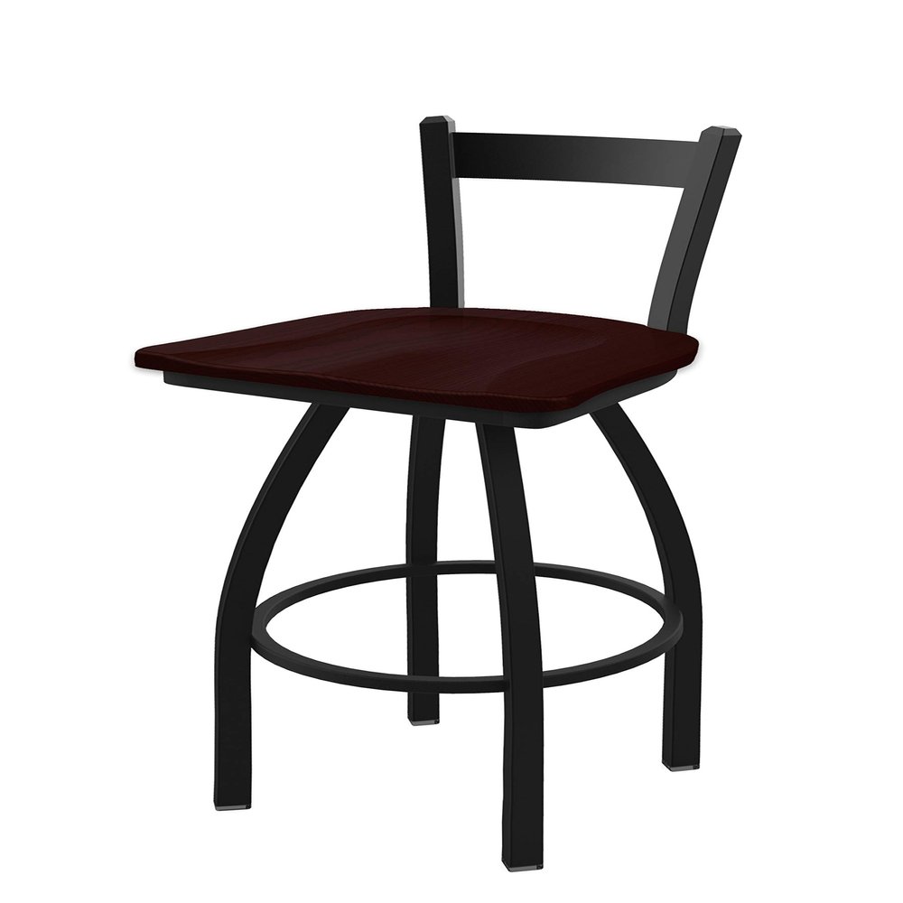 821 Catalina Low Back 30" Swivel Bar Stool with Black Wrinkle Finish and Dark Cherry Oak Seat