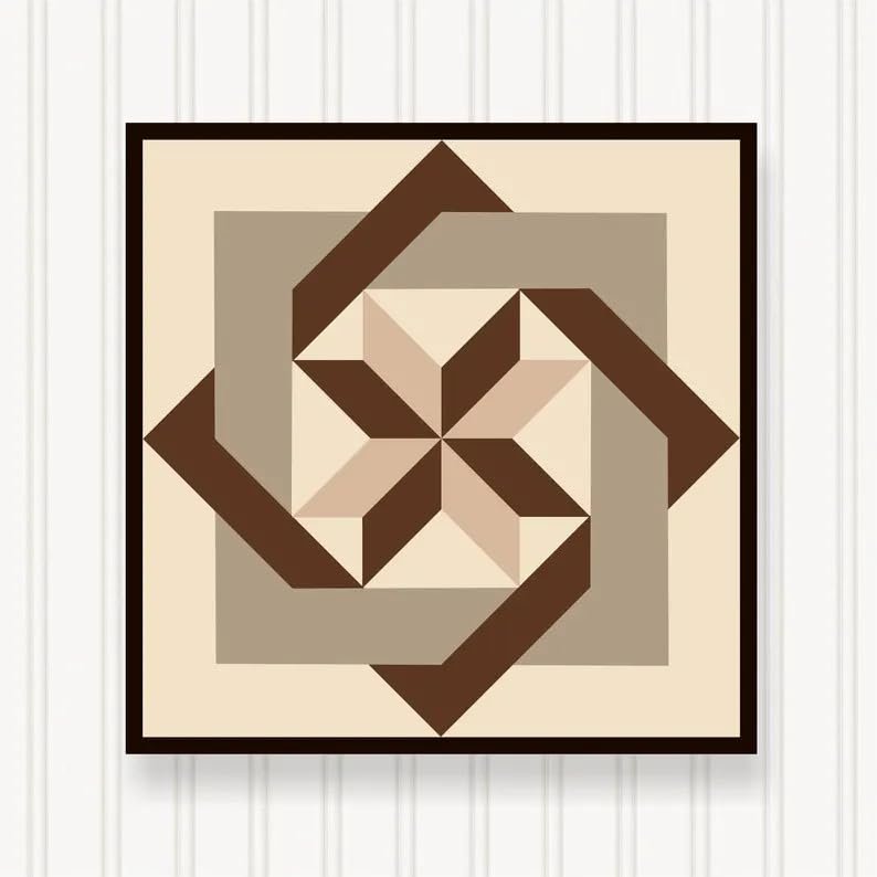 BARN QUILT Block Outdoor Square BQ003-06 | 6 SIZES | Outside Pattern | Wall Art | Yard Art | Barn Quilt Sign | Farm Quilt Design (46" x 46" 1 sided) Shipped in 4-23" Pieces