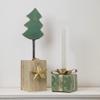 4.5" Green Metal Gift Box Christmas Taper Candle Holder view 2